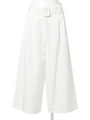 シルキータッチ　タックフレアパンツ/ホワイト