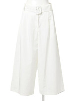 シルキータッチ　タックフレアパンツ/ホワイト