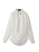 シルク混ドレープデザインブラウス/ホワイト(003)