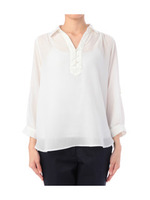 スキッパー七分袖シャツ/ホワイト(003)