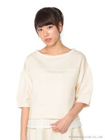 スクエアレース×ダンボールニットカットソー/ブラック