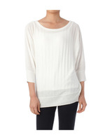 ストライプ編みドルマンスリーブニット/ホワイト(001)