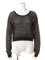 ダイヤ柄透かしモチーフknit/ブラック