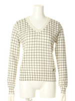 チェックニットプルオーバー/WHTxBLK