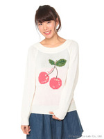 チェリーモチーフニット/ホワイト