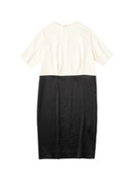 デシン×サテン 素材バイワンピース/ブラック(519)