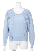 ニットコードシシュウフラワーツイン/サックス