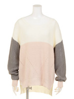 バイカラーパステルニットTOPS/ベビーピンク