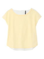 バックボタン異素材カットソー/ブルー系(090)