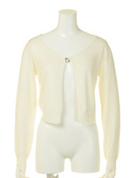 ビジューボタンニットカーデ/ライトオレンジ