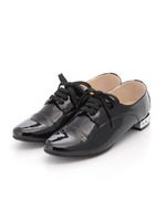 ビジューワンヒールレースアップシューズ/ネイビーエナメル