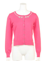 ビジュー装飾ニットカーディガン/ホワイト