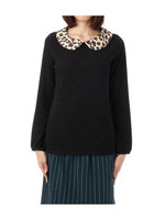 ファー衿付2WAYニットプルオーバー/ブラック(019)