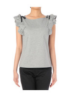 フリルボーダーカットソー/グレー系(312)