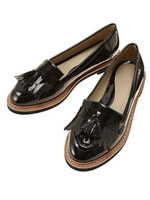 フリンジエナメルローファー/ネイビー