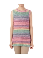 マルチボーダーローゲージニット/ピンク系(072)