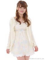 ユルカワビジュボタンニット羽織/シロ