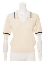 ライン入りポロニット/レッド