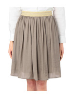 ラメゴムサテンギャザースカート/ブラウン系(041)