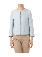 ラメ使いノーカラージャケット/ブルー系(090)