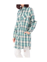 リネン混チェック柄チュニックシャツ/レッド(262)