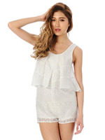 レース×シフォンコンビネゾン/WHITE