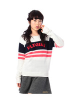 ロゴアップリケシャギーミックスニット/オフホワイト(003)