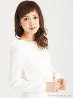 肩リボンリブプルオーバー/アイボリー