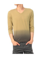 七分袖Vネックカットソー/ベージュ系(052)