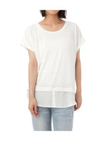 裾シャツ見せレイヤード調カットソー/ネイビー系(094)