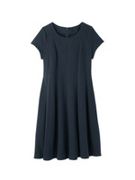 切り替えジャージフレアワンピース/ネイビー(093)