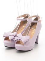 前リボンオープントゥ／パンプス/ベージュ