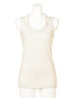 無地・ボーダーオーガニックコットン編み込みTANK 柄ホワイト F/YEL