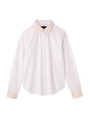 [L]ラメ切り替えブロードシャツ/ホワイト(001)