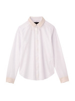 [L]ラメ切り替えブロードシャツ/ホワイト(001)