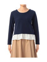 ジョーゼットペプラム切り替えカットソー/ネイビー(093)