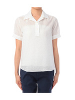 パンチングレースポロブラウス/ホワイト(001)