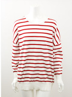 ボーダーオーバー　ニット/RD