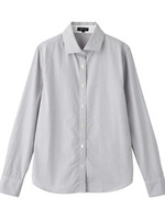 コットンストライプシャツ/グレー系(312)