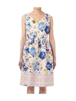 フラワー×ボーダー ジップワンピース/ライトオレンジ(166)