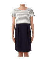 ボーダー切り替えドッキングワンピース/グレー系(311)