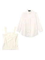 キャミソール付き バックチュールデシンブラウス/ホワイト(002)