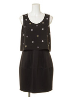 ジュエルドットドッキングワンピース/ブラック