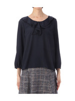 ジョーゼットフリルブラウス/ネイビー(093)