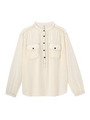 ダブルポケットジョーゼットブラウス/オフホワイト(003)