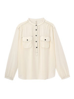 ダブルポケットジョーゼットブラウス/オフホワイト(003)