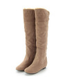 ファー使いスエードロングブーツ/ベージュ系(053)