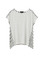 ボーダー切り替えイレギュラーヘムカットソー/ライトグレー(311)