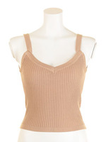 リブニットTOPS/ベージュ