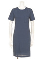 【BED＆BREAKFAST】Technorama Thin Stripe Inset Dress/NAVYmix